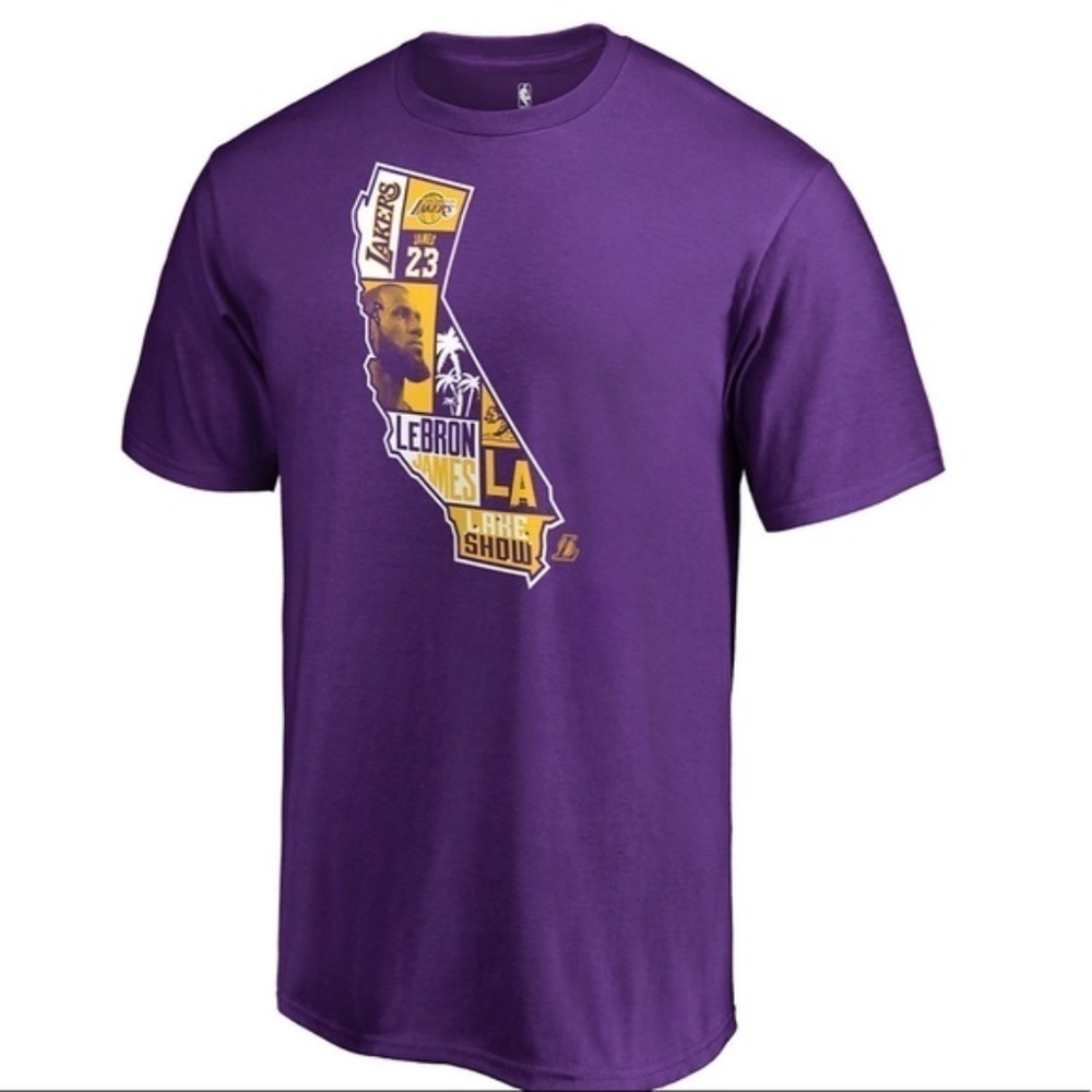 Fanatics Ladies Los Angeles Lakers LeBron James State Tee Szs Med and Large